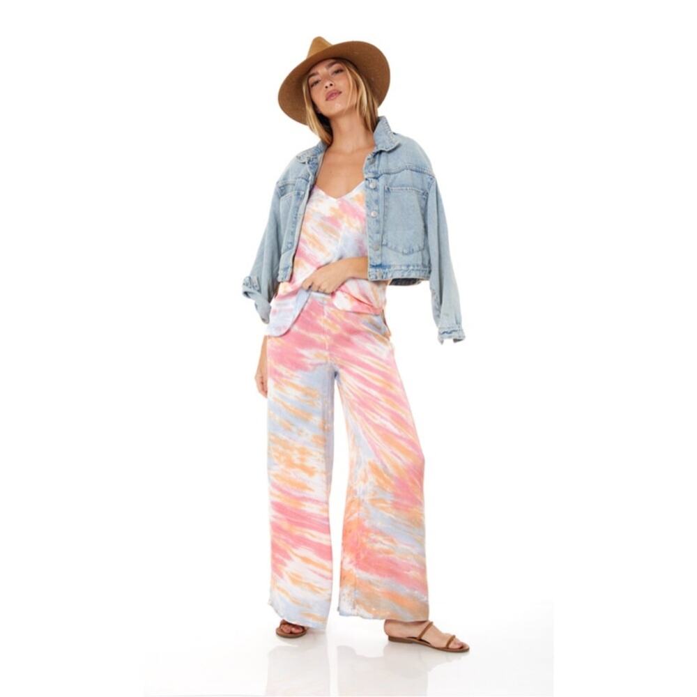 Young Fabulous & Broke Rainbow Tie Dye Wide Leg Pants